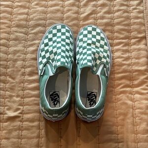 Vans Women’s Green Checkered Slip-On Sneakers